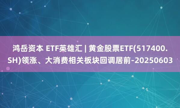 鸿岳资本 ETF英雄汇 | 黄金股票ETF(517400.SH)领涨、大消费相关板块回调居前-20250603